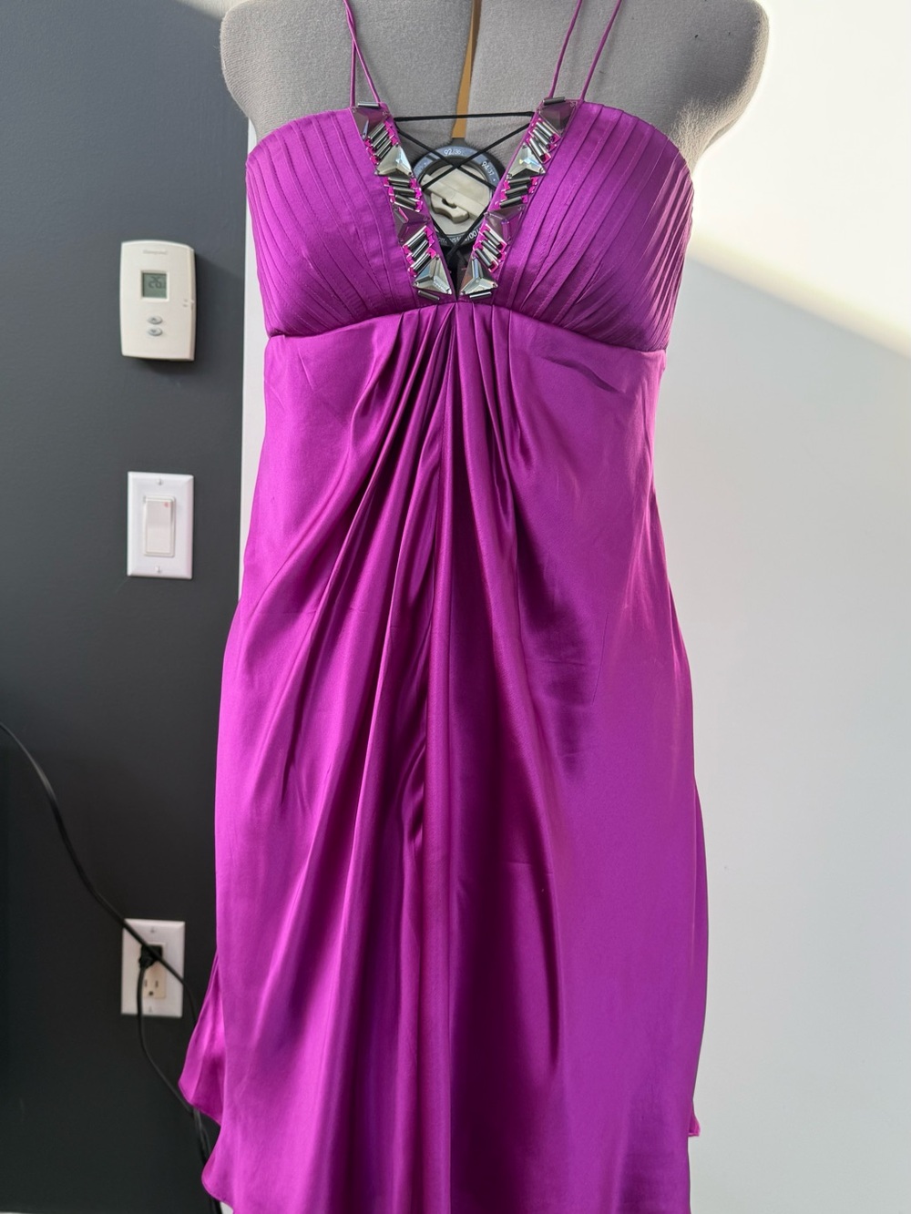 Marc Bouwer Fuchsia Pink Beaded Silk Mini Dress